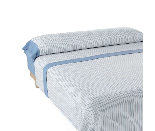 Juego de sábanas vega nalui azul tejido polycotton, lavable a 30º y fácil planchado