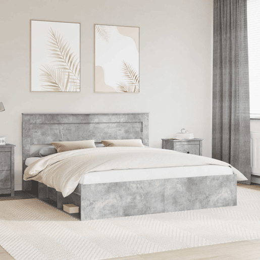 Estrutura de Cama de casal para adultos com cabeceira Concreto 180 x 200 cm