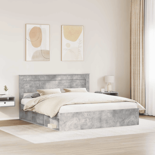Estrutura de Cama de casal para adultos com cabeceira Concreto 180 x 200 cm
