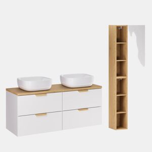 Móvel de lavatório duplo de 120 cm com pedestal Oria branco mate