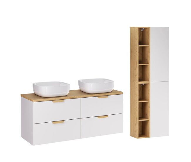 Lavabo doble 120cm con pedestal oria blanco mate