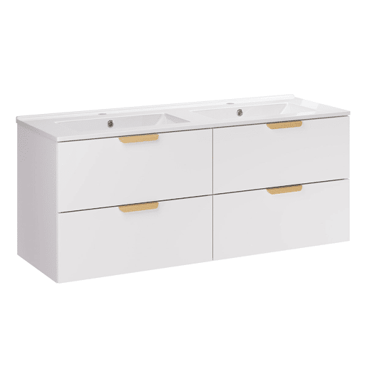 Móvel de lavatório duplo Oria 120cm branco mate Móvel de lavatório duplo Oria 120cm branco mate