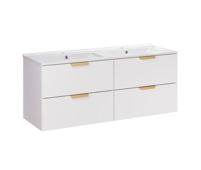 Lavabo doble oria 120cm blanco mate