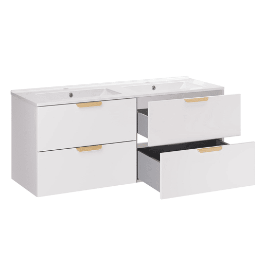 Móvel de lavatório duplo Oria 120cm branco mate Móvel de lavatório duplo Oria 120cm branco mate