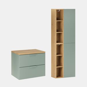 Conjunto de móvel inferior de 60 cm e coluna Oria Verde mate