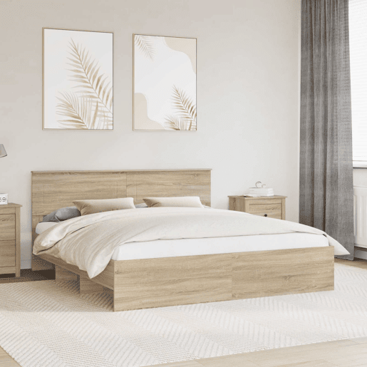 Estrutura da Cama de casal moderno com cabeceira Carvalho Sonoma 200 x 200 cm