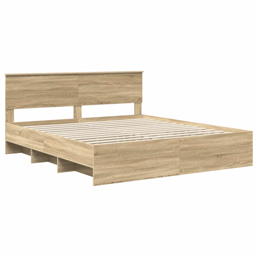 Estrutura da Cama de casal moderno com cabeceira Carvalho Sonoma 200 x 200 cm