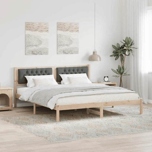 Estrutura da Cama de casal simple com cabeceira Cinza Escuro 160 x 200 cm