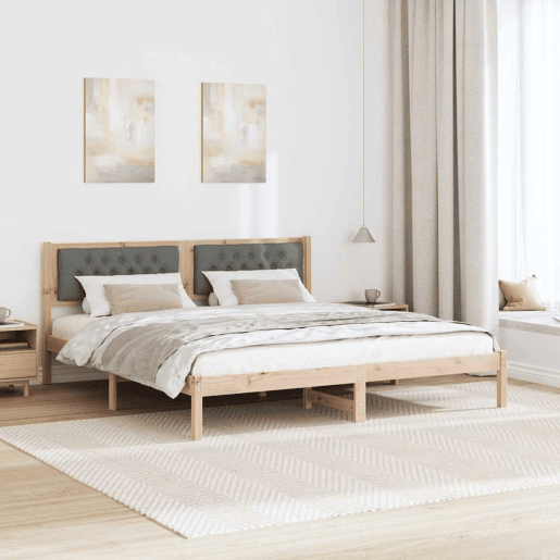 Estrutura da Cama de casal simple com cabeceira Cinza Escuro 160 x 200 cm