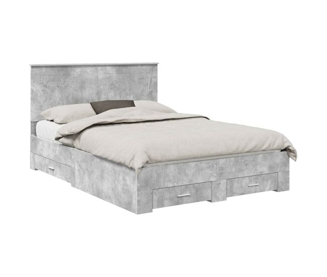 Estructura de cama matrimonial comodidad con cabecera - gris concreto 160 x 200 cm