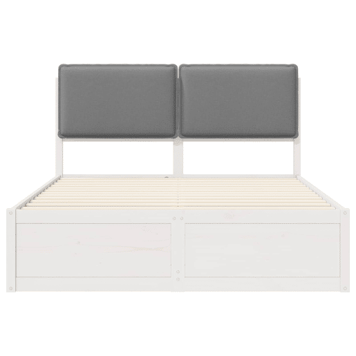 Estrutura de Cama de casal moderno com Cabeceira Estofada Cinzento-claro