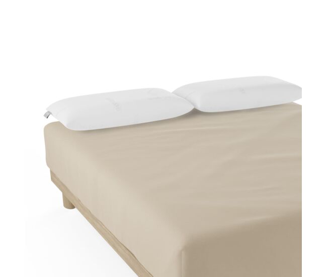 Sábana bajera nalui beig 100% algodón 180 hilos (camas max 28cm), suave, fresca, transpirable, lavable a 30ºc
