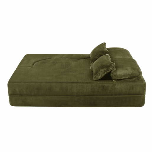 Sofá-cama de 2 lugares - moderno, com 4 almofadas, colchão dobrável de espuma de alta densidade - verde