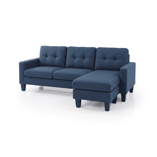 Sofá Vika + Puff convertível em chaise longue, Azul Sofá Vika + Puff convertível em chaise longue, Azul