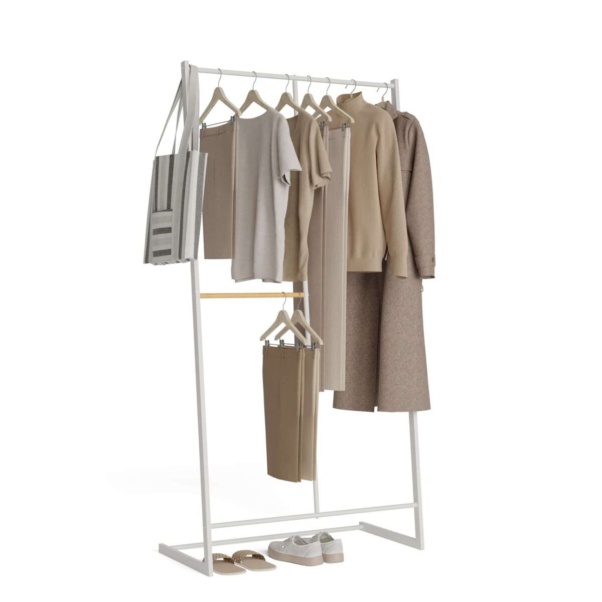 Perchero burro hangy one 15 newlux blanco hasta 15kg con doble altura, resistente, espacio pantalones