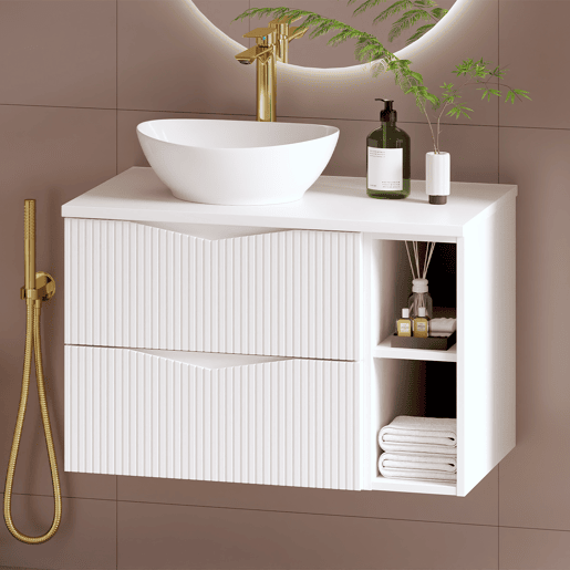 Móvel de toucador Tao Branco 2 nichos 80cm