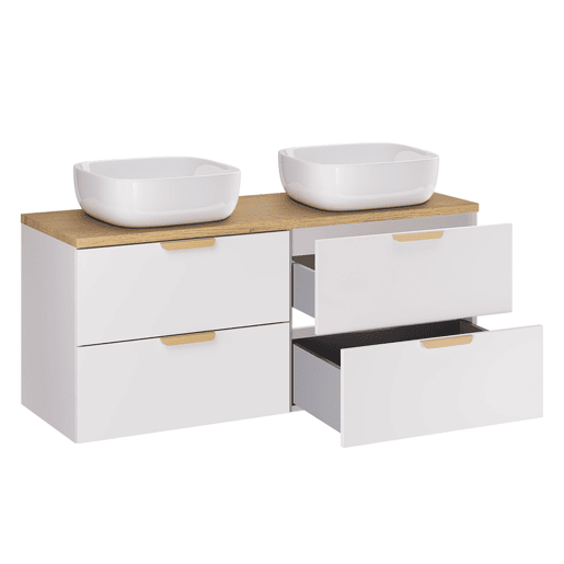 Móvel de lavatório duplo Oria 120cm Branco mate