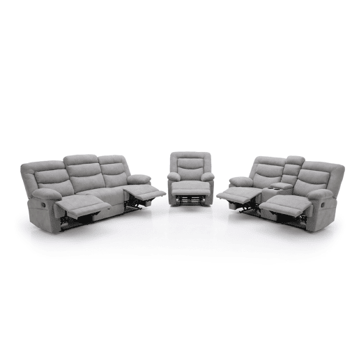 Conjunto de sofás reclináveis u200Bu200Bu200Bu200BLaurel de 3+2+1 lugares, cinza