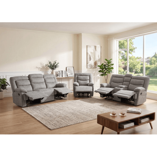 Conjunto de sofás reclináveis u200Bu200Bu200Bu200BLaurel de 3+2+1 lugares, cinza