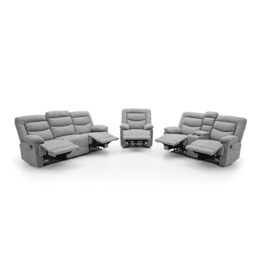 Conjunto de sofás reclináveis u200Bu200Bu200Bu200BLaurel de 3+2+1 lugares, cinza