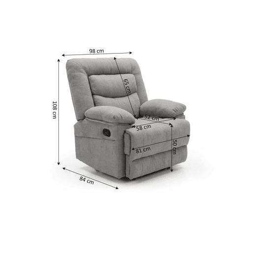 Poltrona reclinável manual Laurel, 1 lugar, cinza