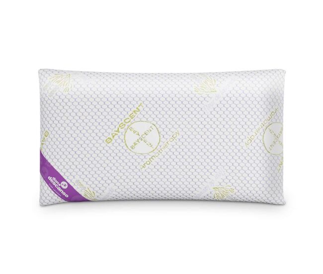 Almohada copos viscoelástica lavanda nalui blanco (70x38 cm), firmeza media