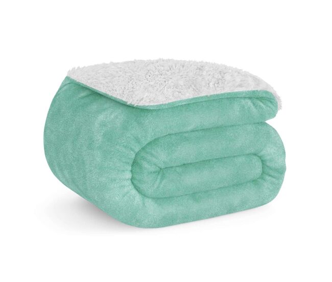 Manta nalui verde grande (150x200cm), suave, cálida, lavable 30º, resistente a arrugas. ideal para cama 90/105 o sofá