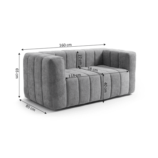 Sofá moderno de 2 lugares Liana, 160 cm, cinza Sofá moderno de 2 lugares Liana, 160 cm, cinza