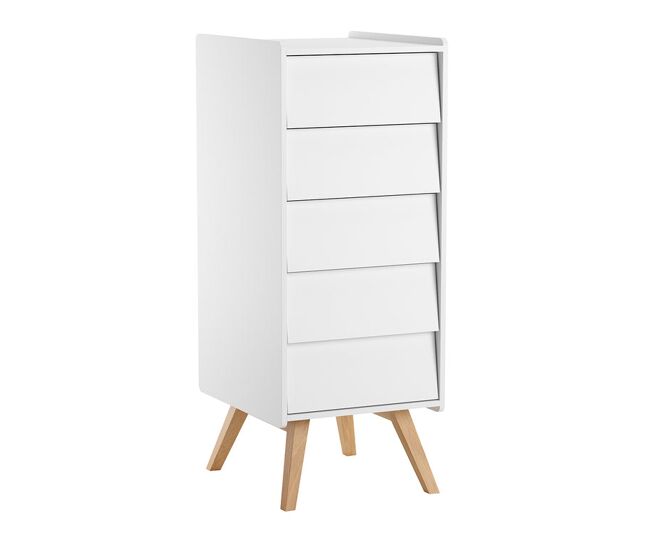 Cómoda 5 cajones Vox Vintage Blanco y Madera