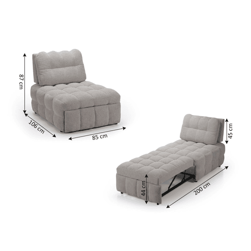 Sofá-cama Loft de 1 lugar, 85 cm, cinza Sofá-cama Loft de 1 lugar, 85 cm, cinza