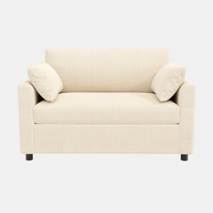 Sofá-cama de 2 lugares - com função de cama, porta USB, mesa lateral dobrável, colchão, roupa de cama e almofadas - bege