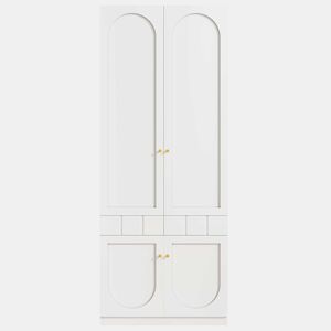 Roupeiro de 2 portas 80×50×200 cm - lacado, barra para pendurar roupa, gavetas, puxadores metálicos, mobiliário de quarto - branco