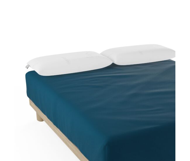 Sábana bajera nalui azul 100% algodón 180 hilos (camas max 28cm), suave, fresca, transpirable, lavable a 30ºc