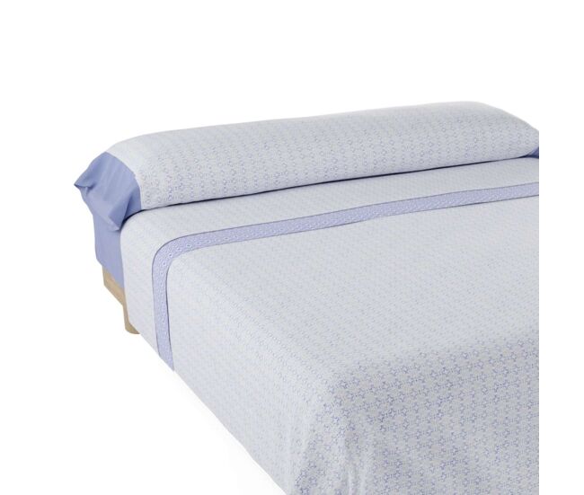 Juego de sábanas flores nalui azul tejido polycotton, lavable a 30º y fácil planchado