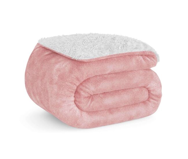 Manta nalui rosa grande (150x200cm), suave, cálida, lavable 30o, resistente a arrugas. ideal para cama 90/105 o sofá
