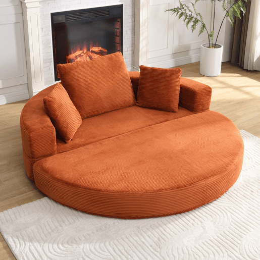 Sofá-cama dobrável multifuncional 173x176 cm - Modular com almofadas, tecido chenille - Laranja