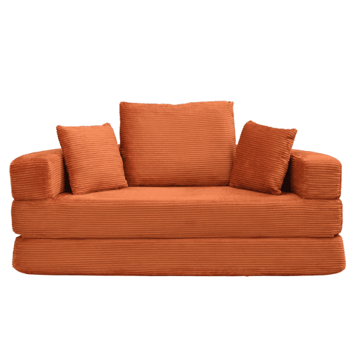 Sofá-cama dobrável multifuncional 173x176 cm - Modular com almofadas, tecido chenille - Laranja