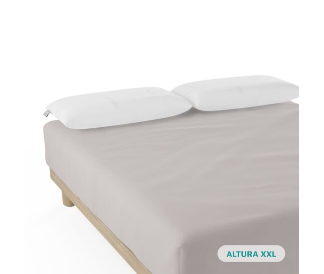Sábana bajera nalui gris 100% algodón 180 hilos (camas max 34cm), suave, fresca, transpirable, lavable a 30oc