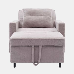 Sofá-cama de 1 lugar - 3 em 1, com porta-copos e porta USB, reclinável e convertível - Cinza