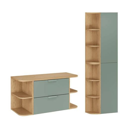 Conjunto de colunas e nichos redondos Oria 100cm Verde mate