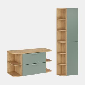 Conjunto de colunas e nichos redondos Oria 100cm Verde mate