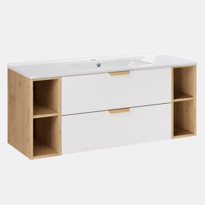 Móvel de lavatório individual Oria 120cm 4 nichos Branco mate