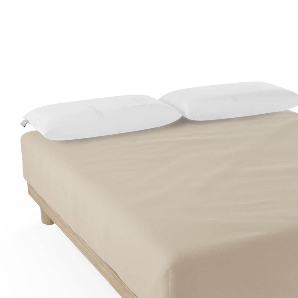 Sábana bajera  nalui beig 100% algodón 180 hilos (camas max 28cm), suave, fresca, transpirable, lavable a 30ºc