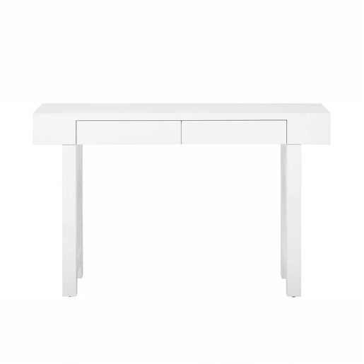 Consola estreita u2013 com gavetas, régua de tomadas, design em grelha e pés ajustáveis para hall de entrada ou sala de estar u2013 Branco