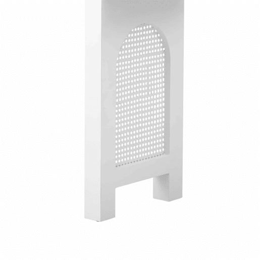 Consola estreita u2013 com gavetas, régua de tomadas, design em grelha e pés ajustáveis para hall de entrada ou sala de estar u2013 Branco