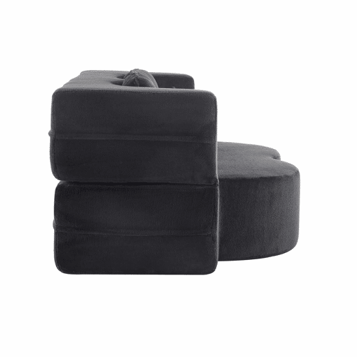 Sofá-cama de 2 lugares - moderno, com 4 almofadas, colchão dobrável de espuma de alta densidade - preto