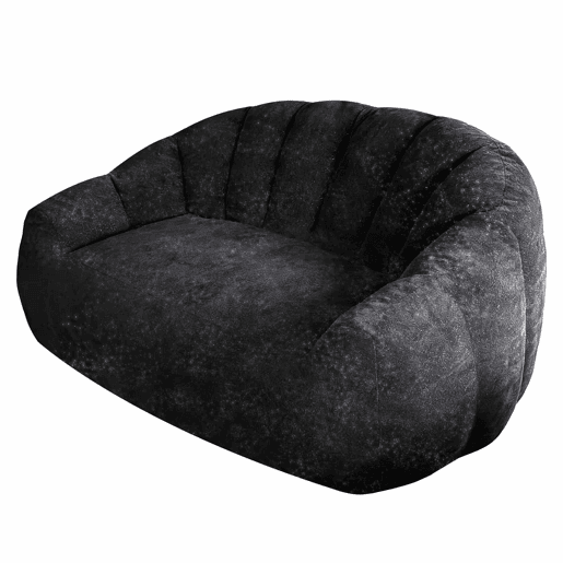 Sofá Escultural Curvado - Encosto Ondulado para Elevar Espaços de Estilo Contemporâneo - Preto