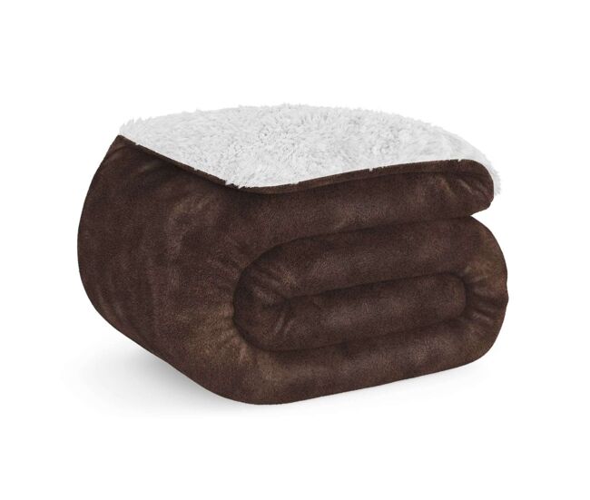 Manta nalui marrón grande (150x200cm), suave, cálida, lavable 30o, resistente a arrugas. ideal para cama 90/105 o sofá