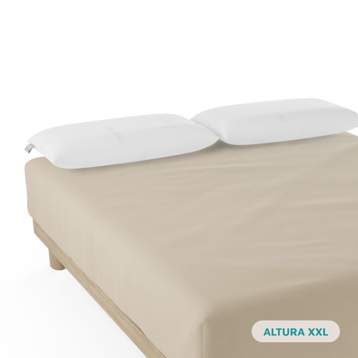 Sábana bajera  nalui beig 100% algodón 180 hilos (camas max 34cm), suave, fresca, transpirable, lavable a 30ºc