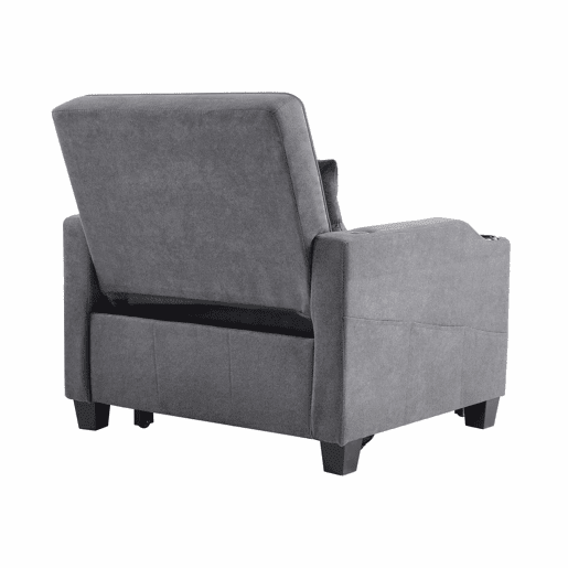 Sofá-cama de 1 lugar - 3 em 1, com porta-copos e porta USB, sofá reclinável e poltrona - Cinza escuro